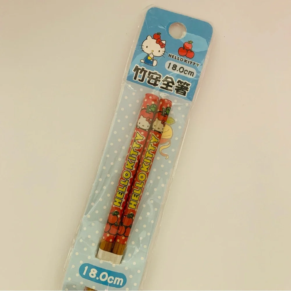 Hello Kitty Sanrio Bamboo Chopsticks 18cm Japan Only Exclusive NEW Kawaii